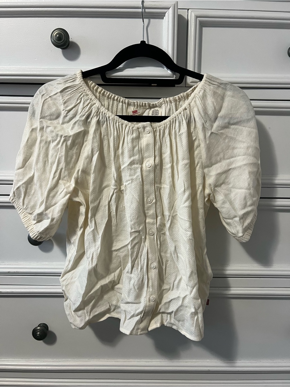 Levi's Off-White Puff Sleeve Button-Up Blouse